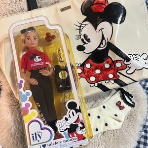 *Bundle* Kate Spade Minnie Mouse Purse with/Ily Fashion Doll & Matching Socks
